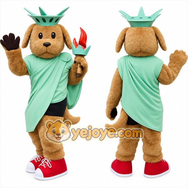 Brown Green Red Liberty Dog Mascot Costume
