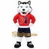 Black White Red Husky Dog Mascot Costume Black White Red Husky Dog Mascot Costume