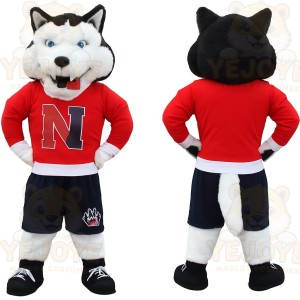 Black White Red Husky Dog Mascot Costume