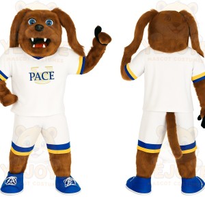 Brown White Blue Yellow Dog Mascot Costume