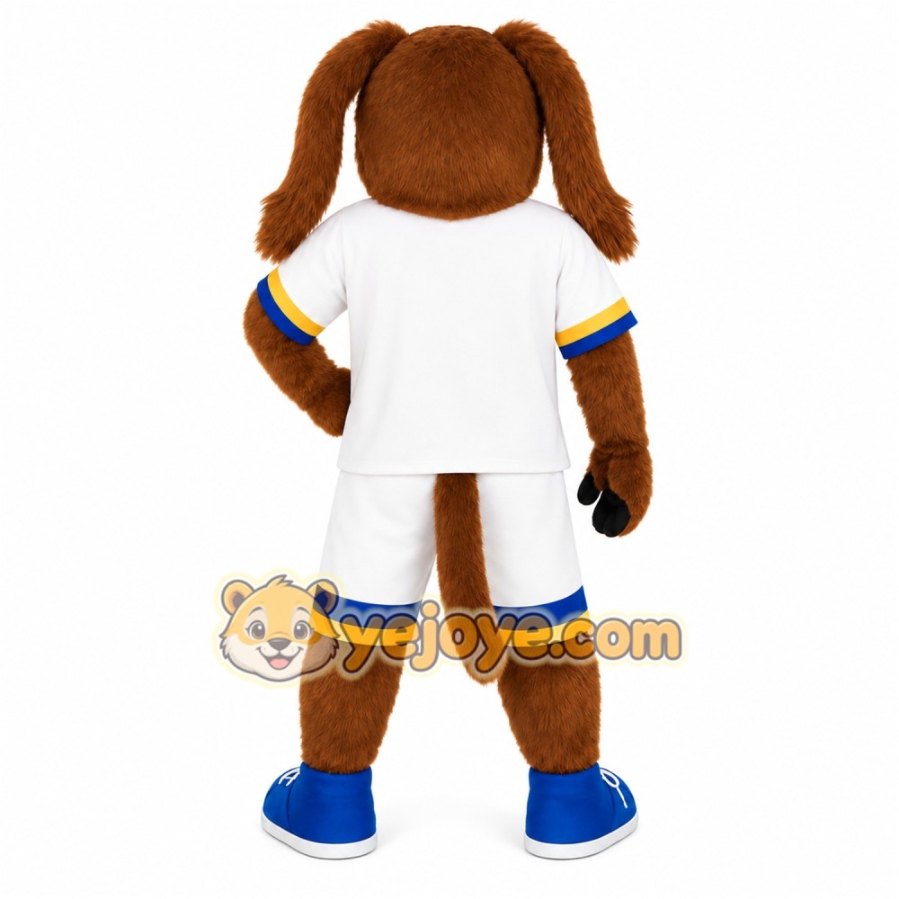 Brown White Blue Yellow Dog Mascot Costume