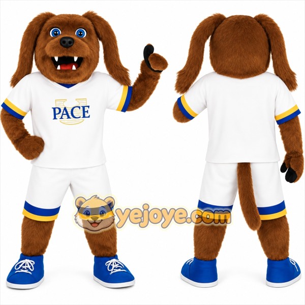 Brown White Blue Yellow Dog Mascot Costume
