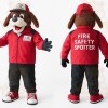 Brown Red Fire Safety Dog Mascot Costume