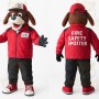 Brown Red Fire Safety Dog Mascot Costume