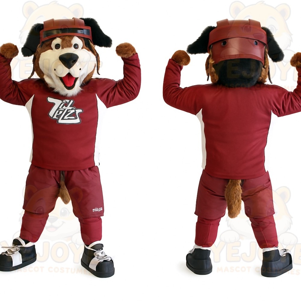 Maroon Brown Football Dog Mascot Costume