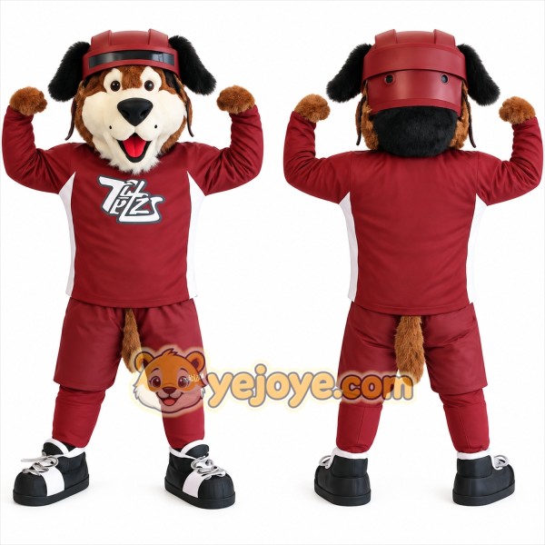 Maroon Brown Football Dog Mascot Costume