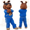 Brown Dog In Blue Tracksuit Mascot Costume