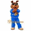 Brown Dog In Blue Tracksuit Mascot Costume Brown Dog In Blue Tracksuit Mascot Costume