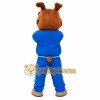 Brown Dog In Blue Tracksuit Mascot Costume Brown Dog In Blue Tracksuit Mascot Costume