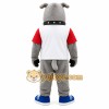 Gray Tan White Red Bulldog Mascot Costume