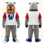 Gray Tan White Red Bulldog Mascot Costume