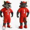 Gray Wolf In Red Sports Uniform Mascot Costume
