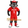 Gray Wolf In Red Sports Uniform Mascot Costume Gray Wolf In Red Sports Uniform Mascot Costume