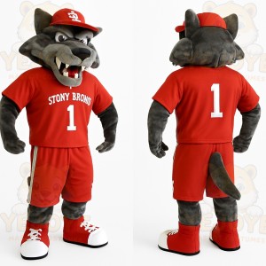 Gray Wolf In Red Sports Uniform Mascot Costume