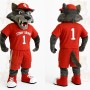 Gray Wolf In Red Sports Uniform Mascot Costume