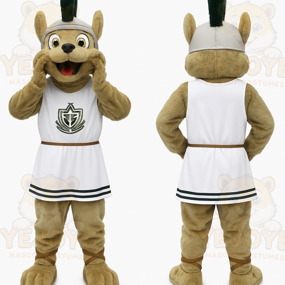 Tan White Spartan Dog Mascot Costume