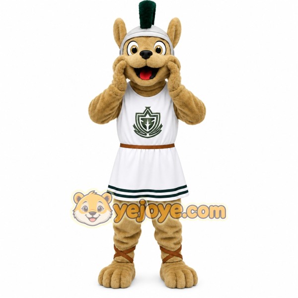 Tan White Spartan Dog Mascot Costume