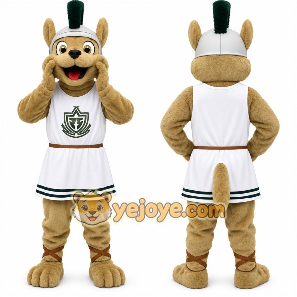 Tan White Spartan Dog Mascot Costume