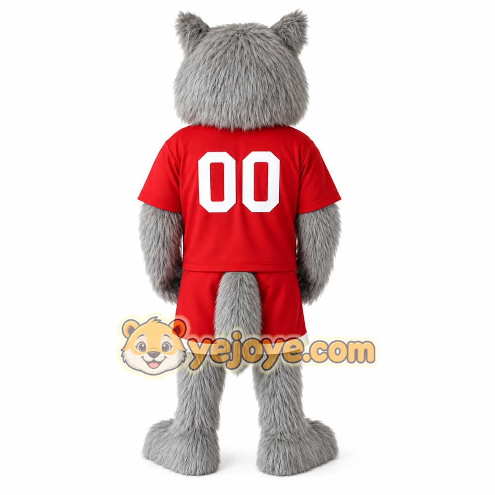 Gray Wolf With Red Sports Uniform Mascot Costume Gray Wolf With Red Sports Uniform Mascot Costume