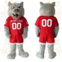 Gray Wolf With Red Sports Uniform Mascot Costume