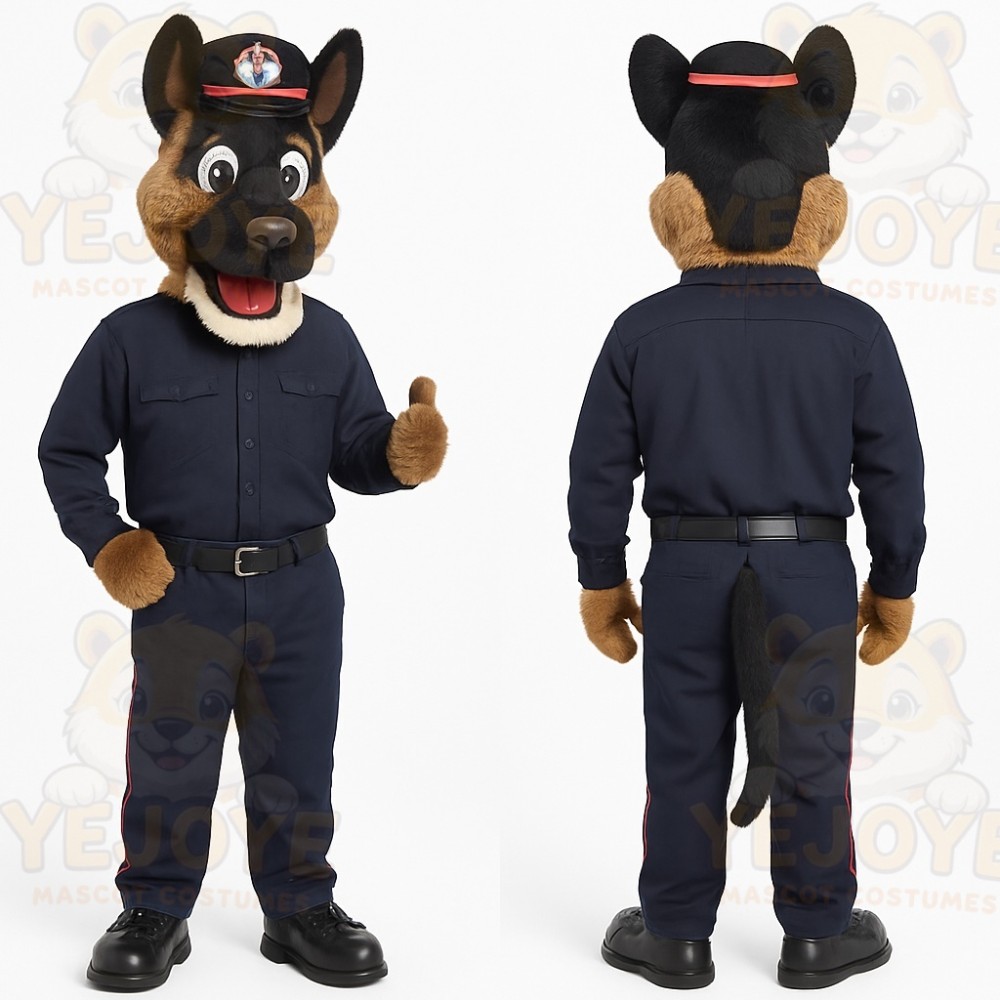 Navy Brown Police Dog Mascot Costume