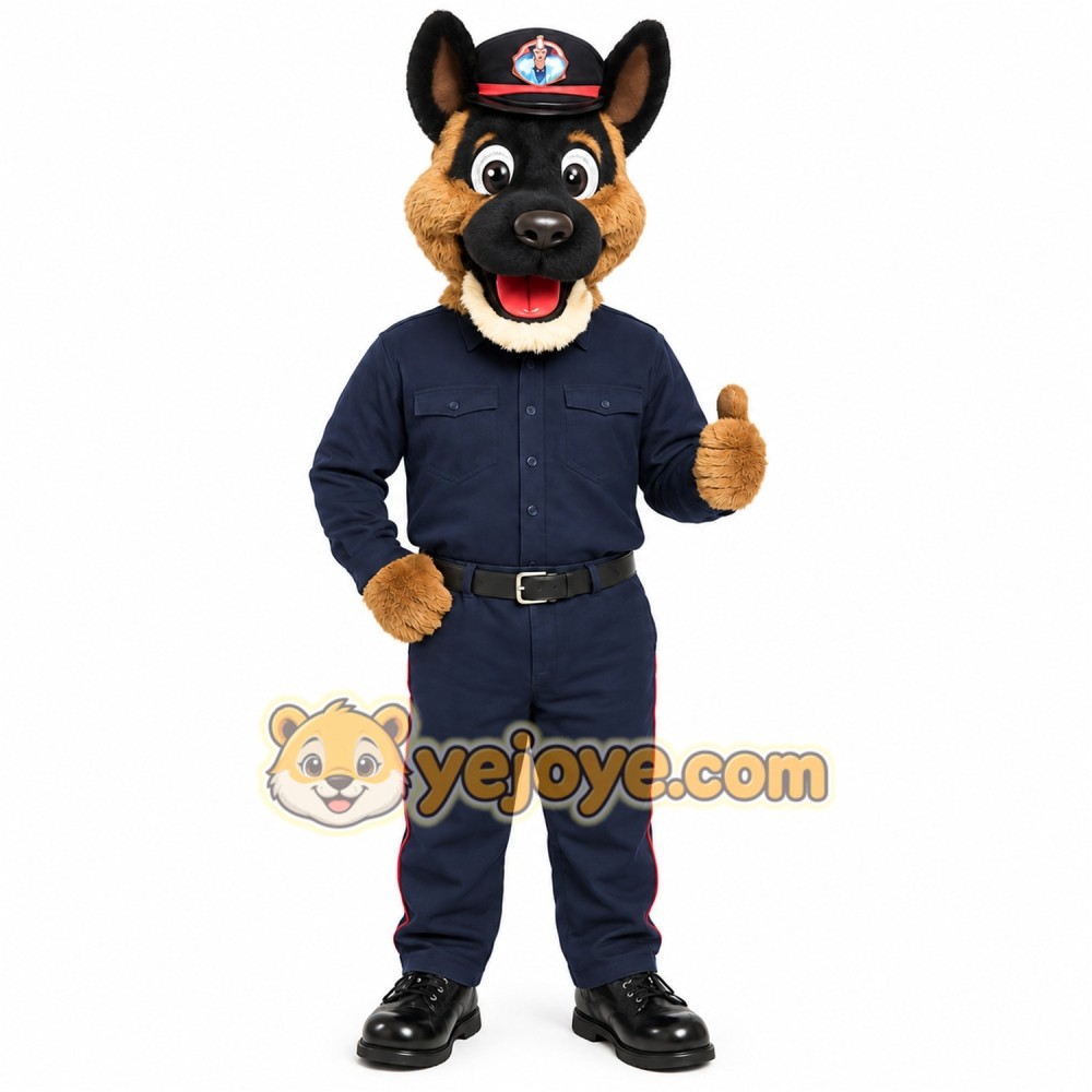 Navy Brown Police Dog Mascot Costume