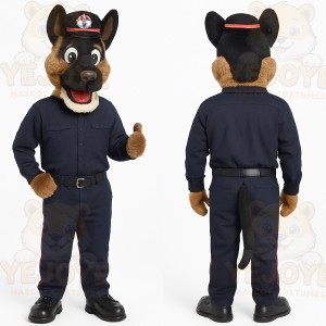 Navy Brown Police Dog Mascot Costume
