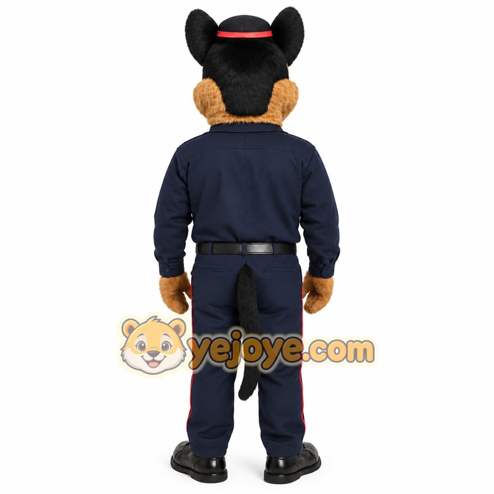 Navy Brown Police Dog Mascot Costume