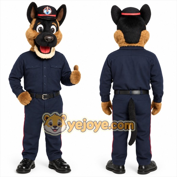 Navy Brown Police Dog Mascot Costume