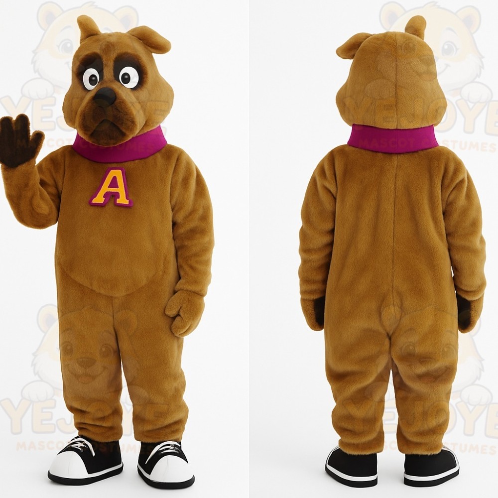 Brown Magenta Dog Mascot Costume