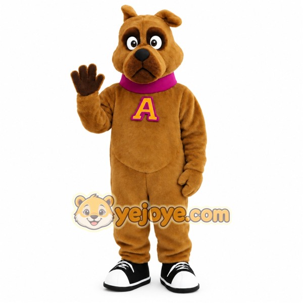 Brown Magenta Dog Mascot Costume Brown Magenta Dog Mascot Costume