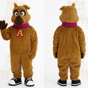 Brown Magenta Dog Mascot Costume