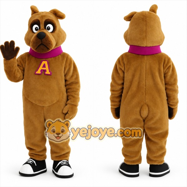 Brown Magenta Dog Mascot Costume