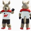Gray Red White Black Wolf Mascot Costume