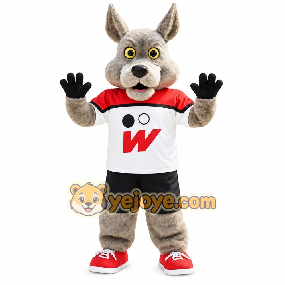 Gray Red White Black Wolf Mascot Costume Gray Red White Black Wolf Mascot Costume