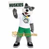 Gray White Green Husky Dog Mascot Costume