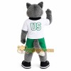 Gray White Green Husky Dog Mascot Costume