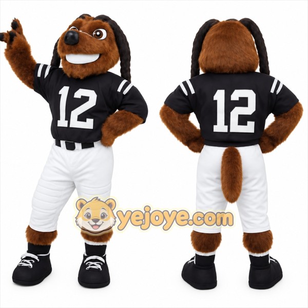 Brown Black Football Dog Mascot Costume