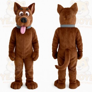 Brown Dog With Gray Collar Mascot Costume