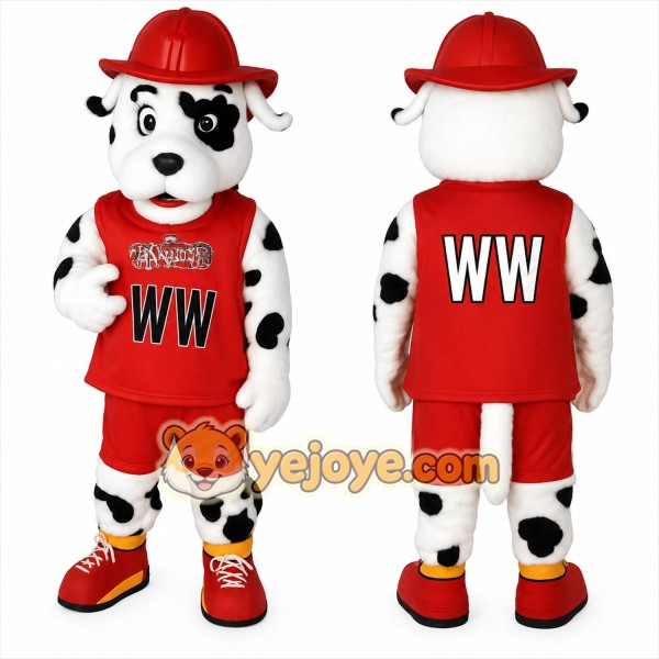 Red White Black Dalmatian Dog Mascot Costume
