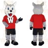 Gray White Red Husky Dog Mascot Costume