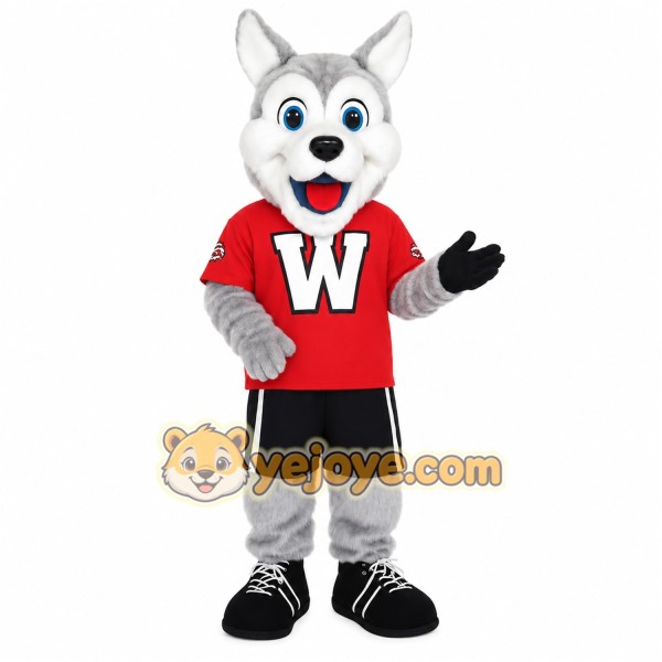 Gray White Red Husky Dog Mascot Costume Gray White Red Husky Dog Mascot Costume