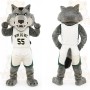 Gray White Green Basketball Wolf Mascot Costume