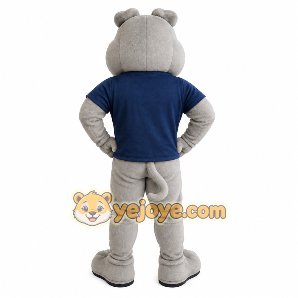 Gray Bulldog With Navy Shirt Mascot Costume Gray Bulldog With Navy Shirt Mascot Costume