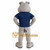 Gray Bulldog With Navy Shirt Mascot Costume Gray Bulldog With Navy Shirt Mascot Costume