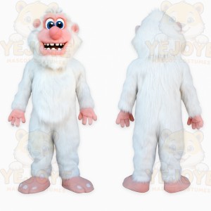 White Pink Abominable Snowman Mascot Costume