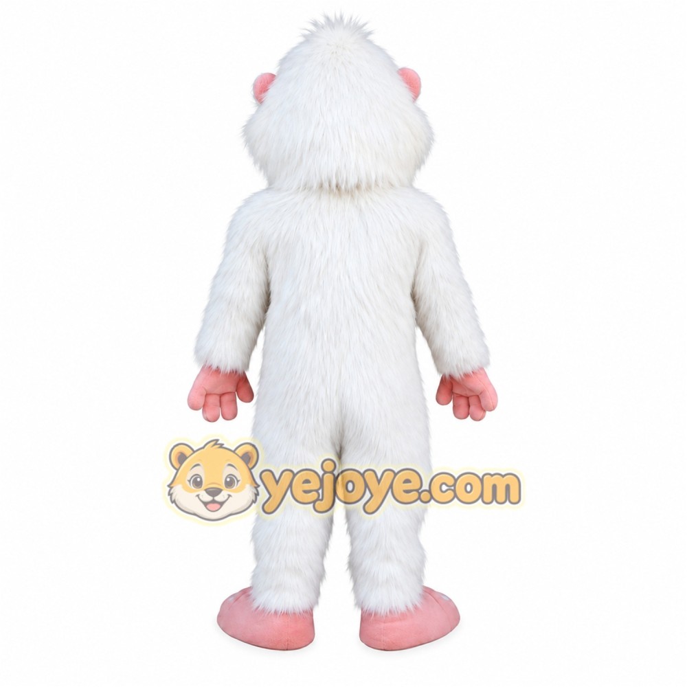 White Pink Abominable Snowman Mascot Costume