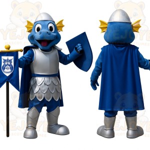 Blue Silver Dragon Knight Mascot Costume