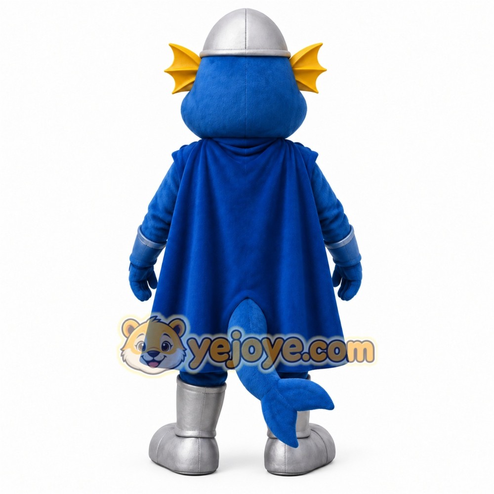 Blue Silver Dragon Knight Mascot Costume Blue Silver Dragon Knight Mascot Costume