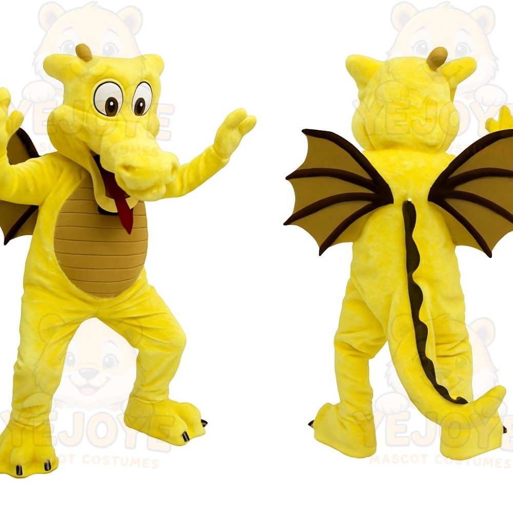 Yellow Brown Dragon Mascot Costume